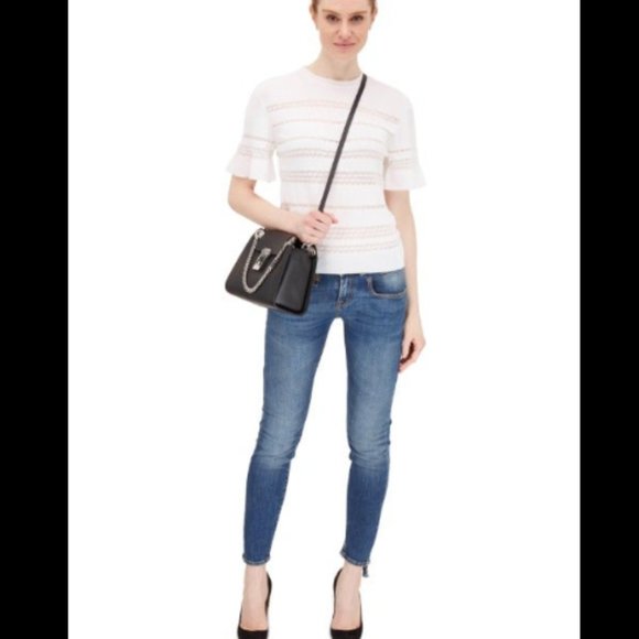 CHLOÉ Vanilla Ice Lace Knit T-Shirt S $1095 NWT - Picture 4 of 7